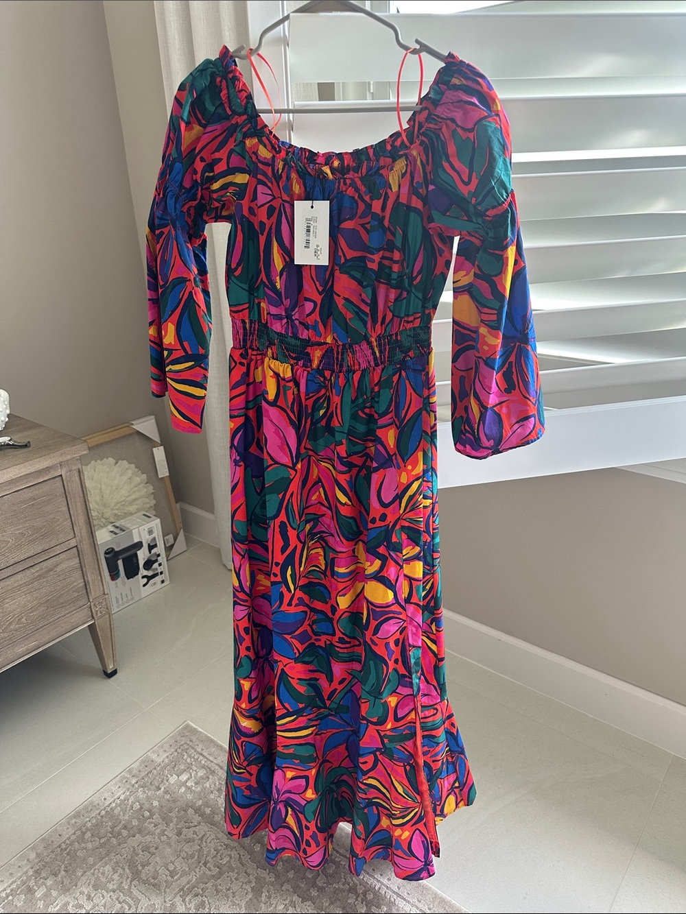 Sugarlips Multi-Color Abstract Off-Shoulder Maxi Dress